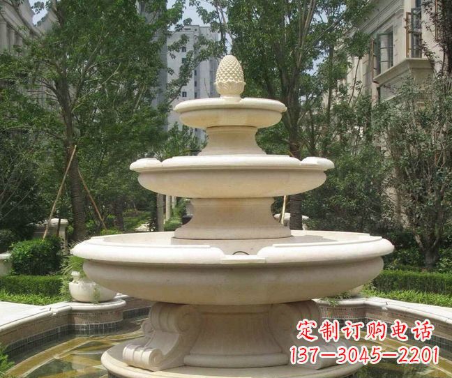 太原小区景观晚霞红多层喷泉石雕