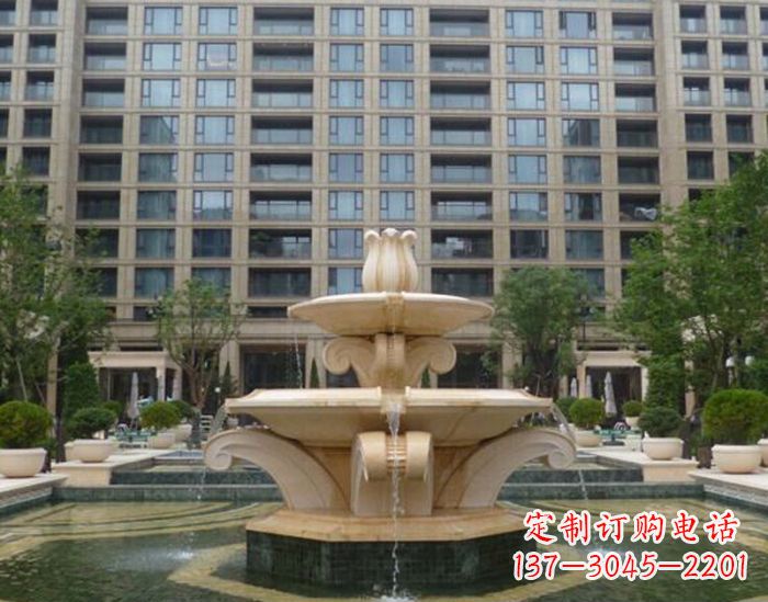 太原小区景观晚霞红喷泉石雕 (2)