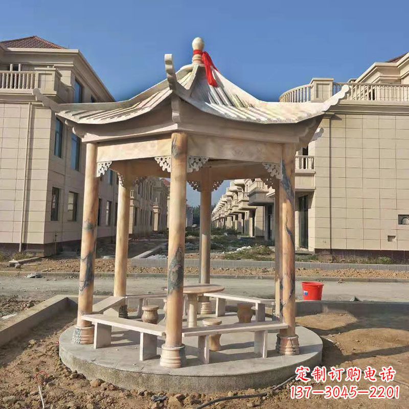 太原小区庭院石雕凉亭