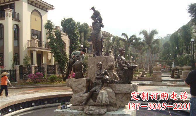太原小区西方美女喷泉人物铜雕