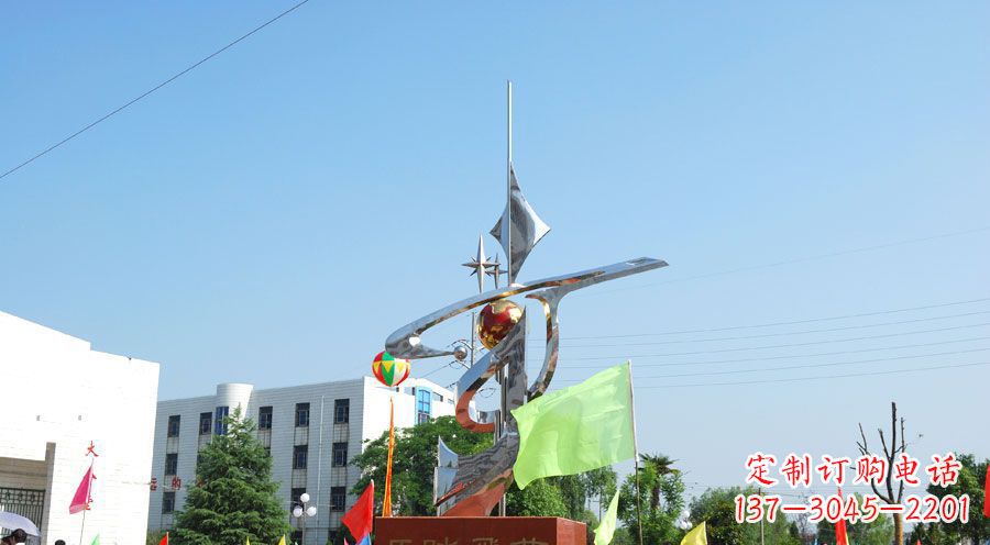 太原校园不锈钢马踏飞燕地球雕塑
