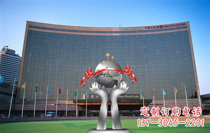 太原校园不锈钢双手捧地球雕塑