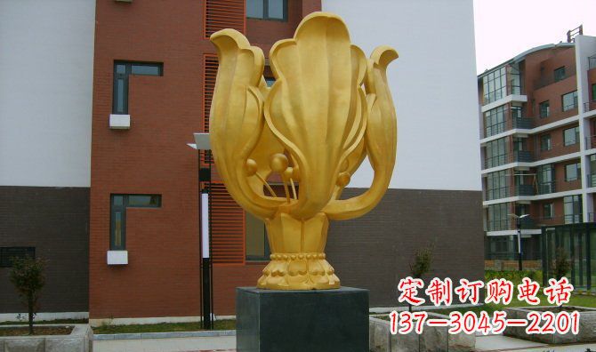 太原校园不锈钢紫荆花雕塑