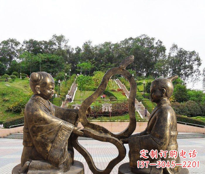 太原校园抽象孔融让梨铜雕