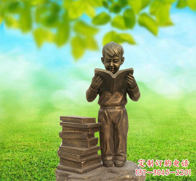 太原校园读书的小男孩铜雕