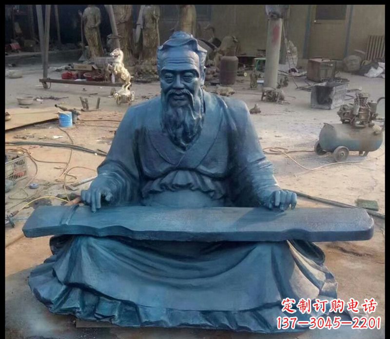太原校园孔子弹琴铜雕