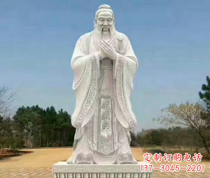 太原校园人物大理石孔子石雕 (2)