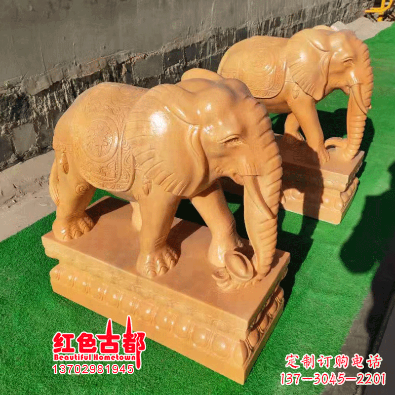 太原银行门口的石雕大象