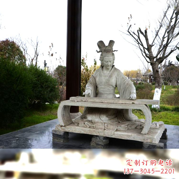 太原虞姬弹琴雕塑-公园古代人物著名美女情景雕塑