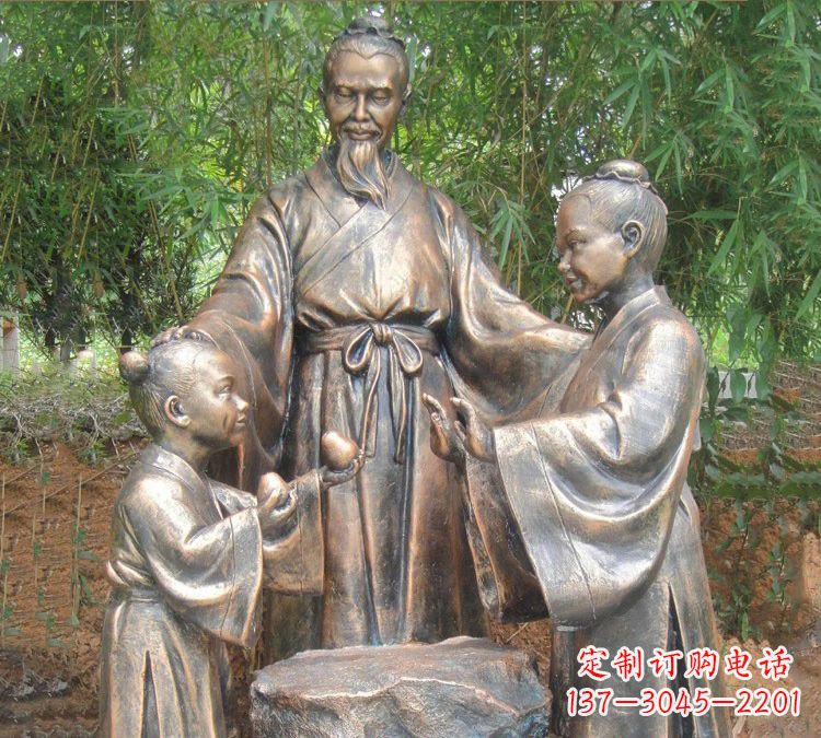 太原寓言故事铜雕_孔融让梨