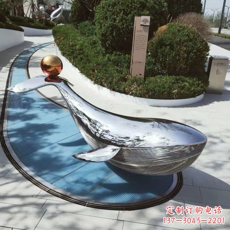 太原园林不锈钢海豚景观摆件