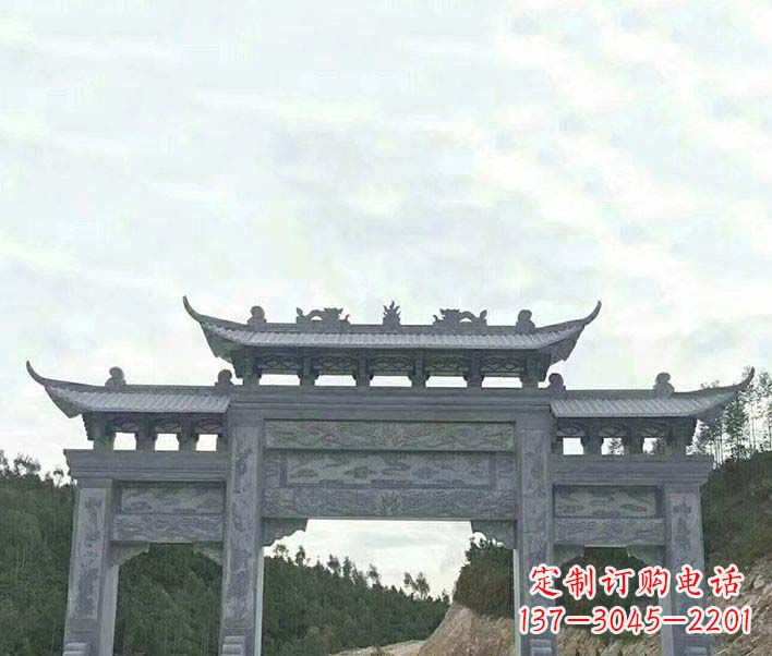 太原园林仿古三门石牌坊景观石雕