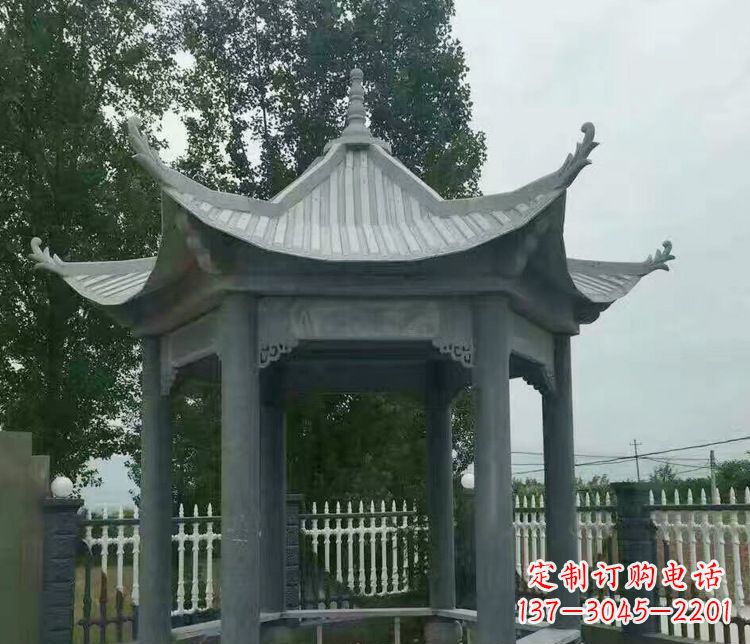 太原园林仿古石凉亭景观石雕 (2)