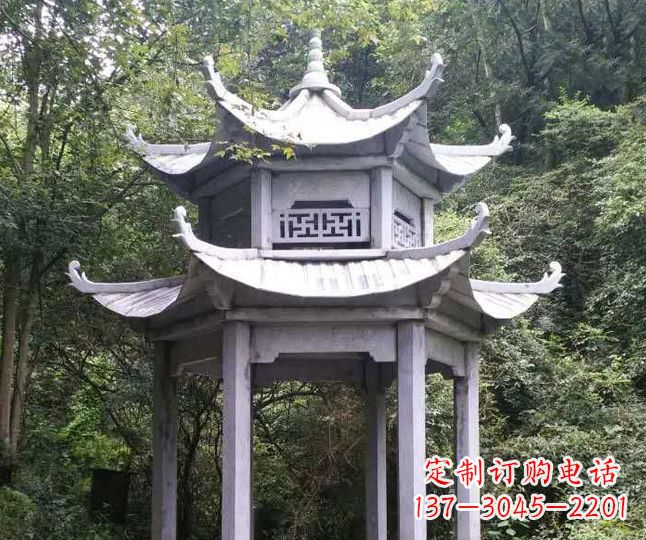 太原园林仿古石凉亭景观石雕 (3)