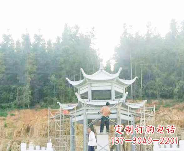 太原园林仿古双层石凉亭景观石雕 (2)