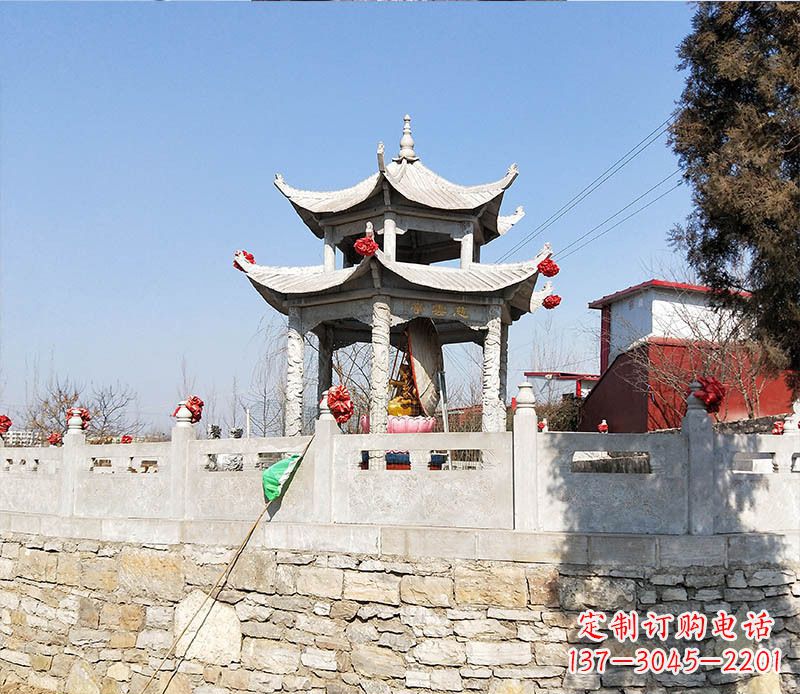 太原园林仿古双层石凉亭景观石雕 (3)