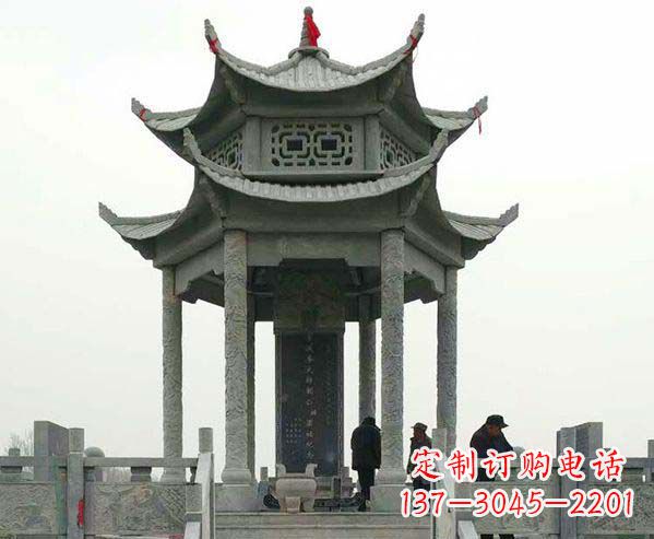 太原园林仿古双层石凉亭景观石雕