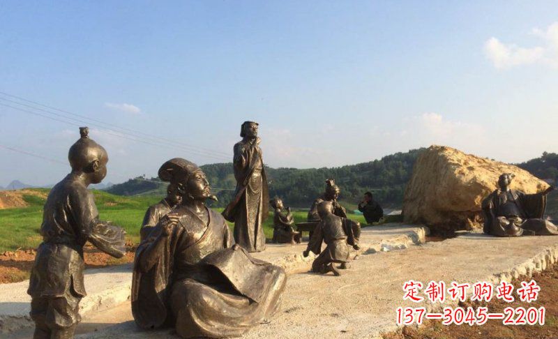 太原园林古代人物和玩耍的小孩小品铜雕