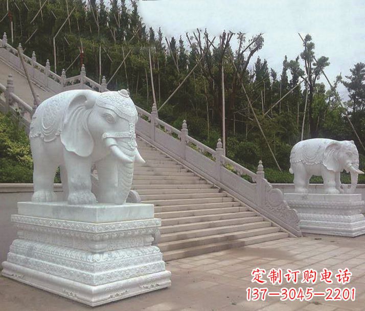 太原园林汉白玉大象景观石雕