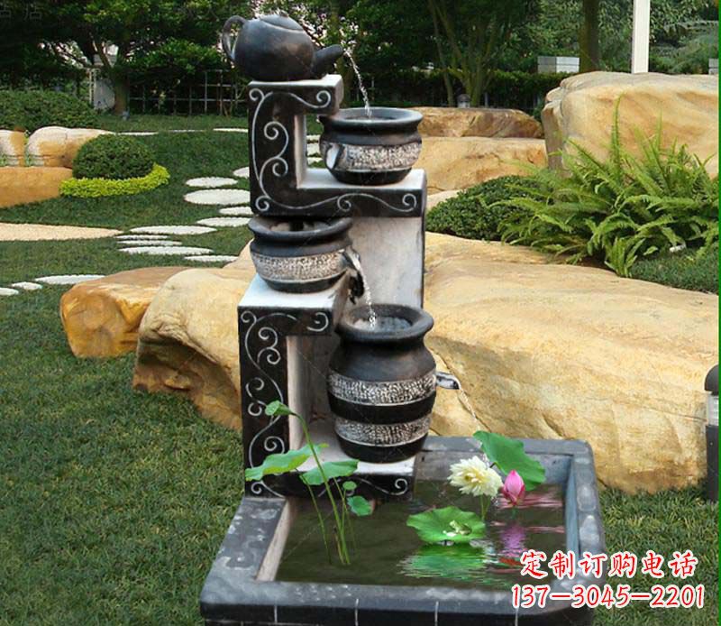 太原园林景观茶壶流水池石雕