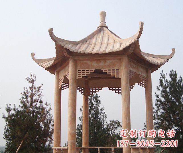 太原园林景观单层石雕凉亭 (3)