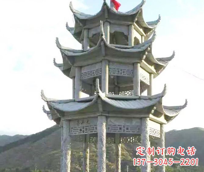 太原园林景观多层凉亭石雕 (3)
