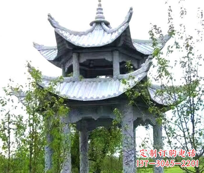太原园林景观仿古六角石凉亭