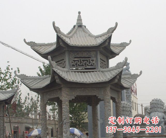 太原园林景观仿古石雕凉亭 (2)