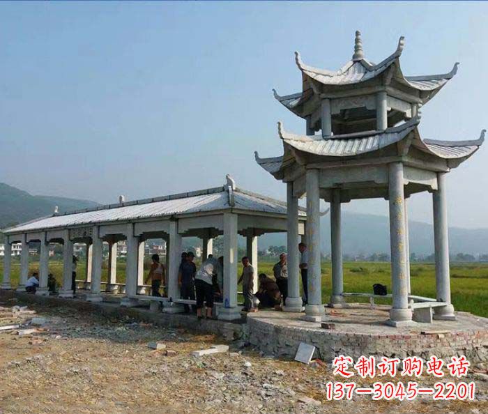太原园林景观仿古石雕长廊凉亭