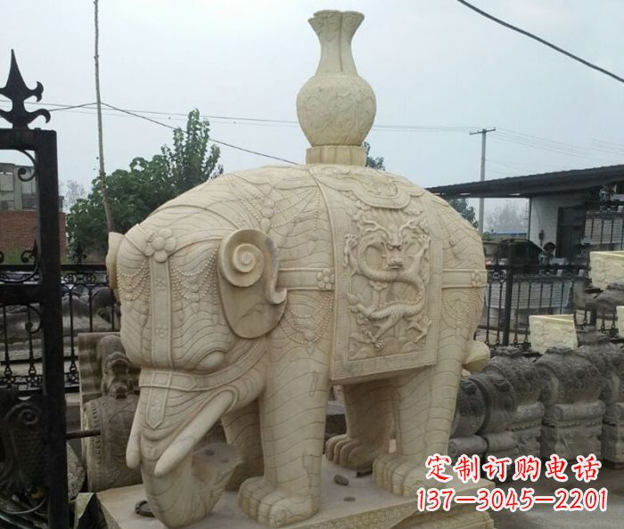太原园林景观驮瓶大象石雕