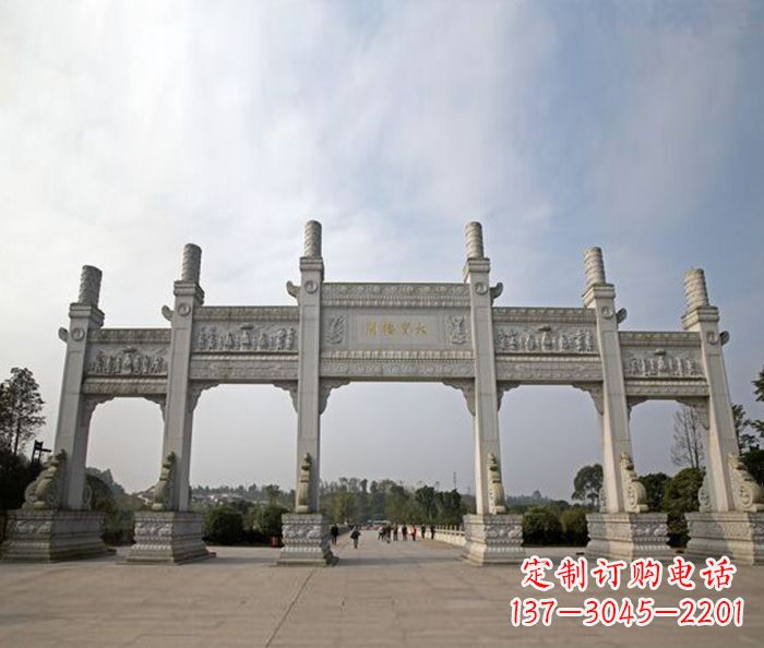 太原园林景观五门石雕牌坊