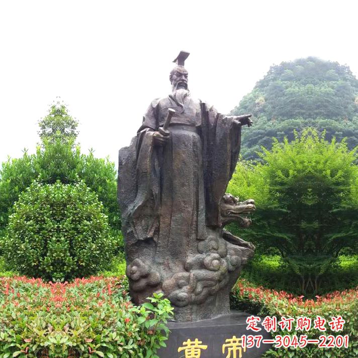 太原园林景区纯铜黄帝铸铜雕像
