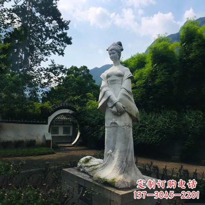 太原园林历史名人塑像王昭君汉白玉雕塑
