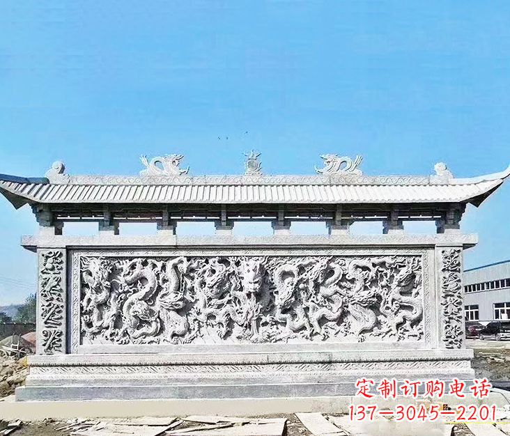 太原园林龙浮雕影壁墙景观石雕