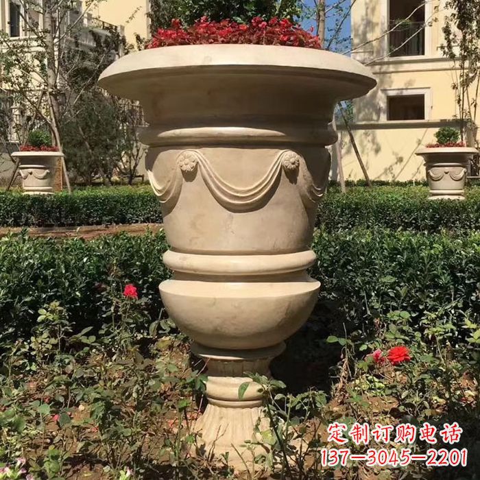 太原园林砂岩石雕花盆