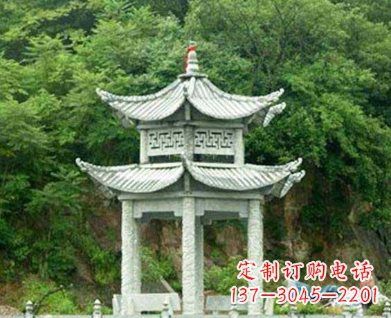 太原园林双层六角石凉亭景观石雕