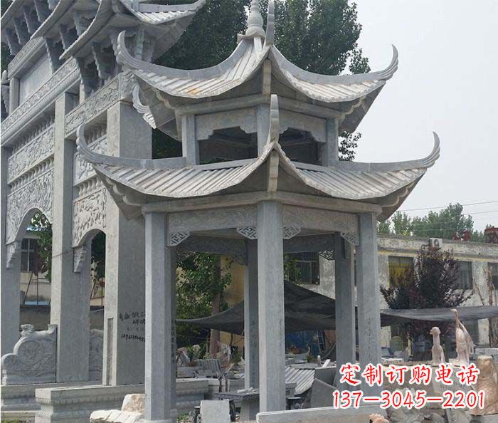 太原园林双层石雕凉亭