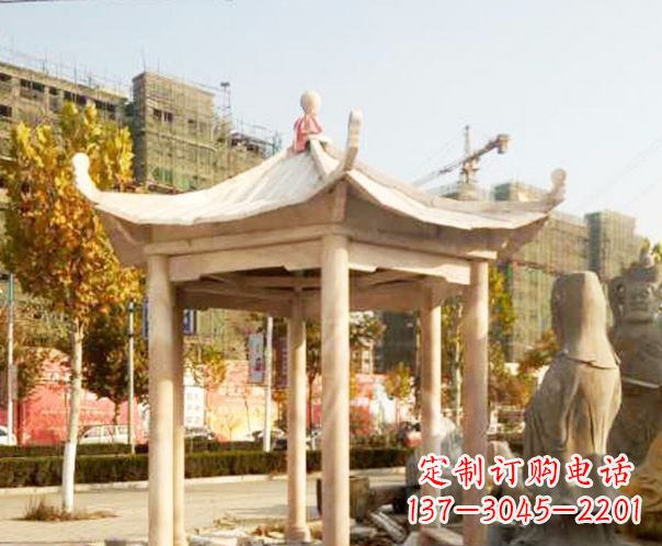 太原园林晚霞红单层凉亭景观石雕