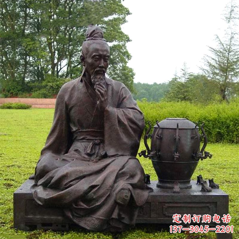 太原张衡与地动仪铜雕景观-公园园林历史名人情景雕塑