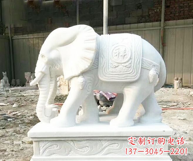 太原招财动物汉白玉大象石雕 (3)