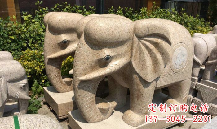 太原招财进宝砂岩大象石雕