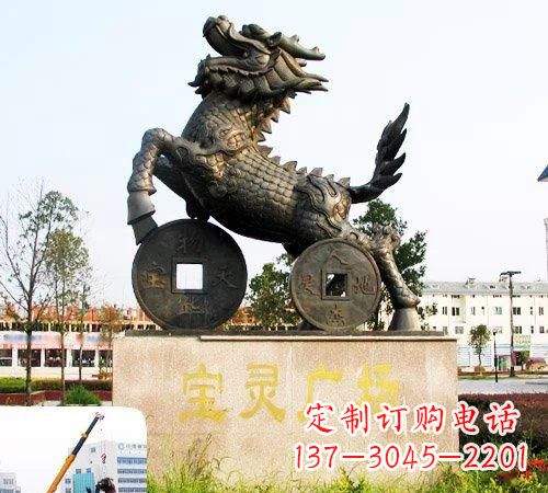 太原招财麒麟铜雕