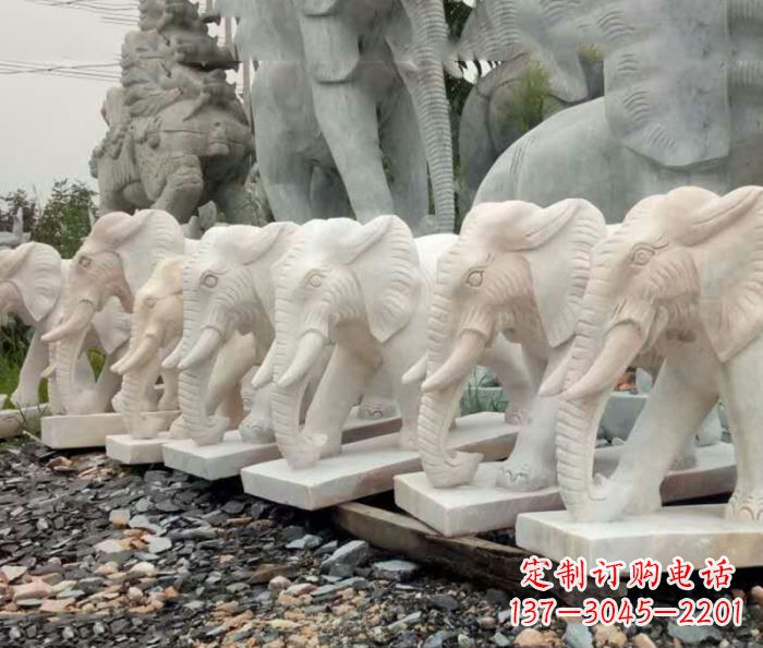 太原招财晚霞红大象石雕 (3)