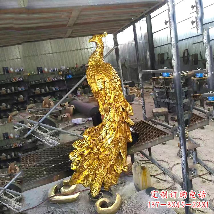太原中国古代传说中的瑞鸟凤凰鎏金铜雕