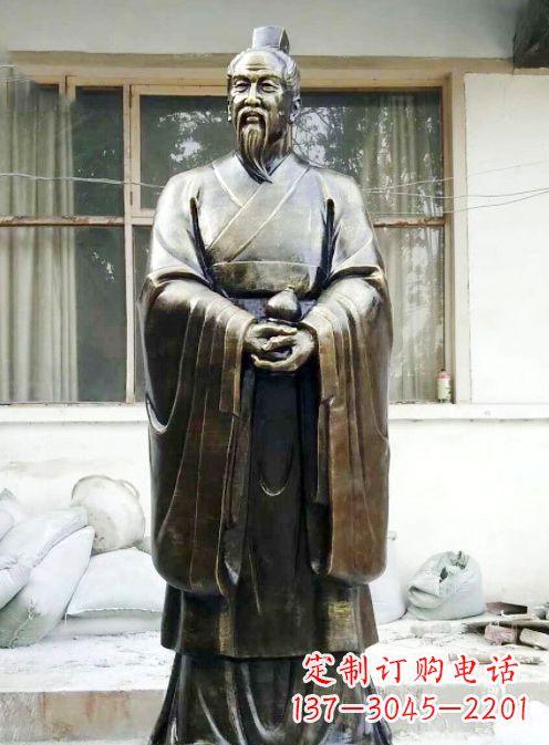 太原中国古代名医扁鹊铸铜雕像半身像