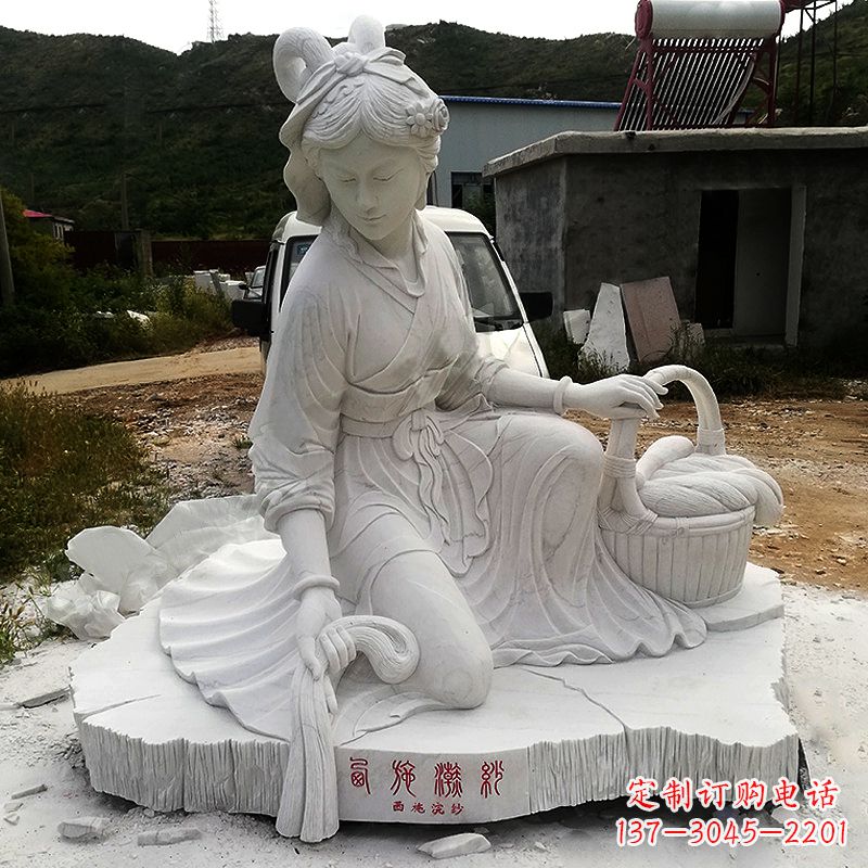 太原中国古代四大美女之西施汉白玉石雕塑