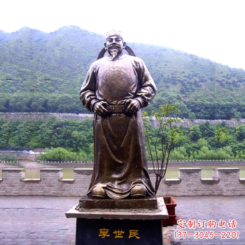 太原中国历史名人唐初著名帝王李世民铸铜雕像