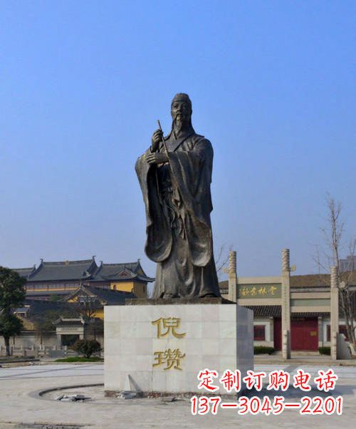 太原中国历史名人元末明初画家诗人倪瓒铜雕塑像