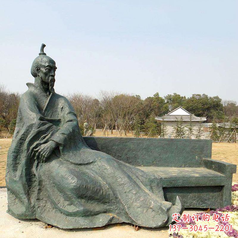 太原中国明末清初知名画家八大山人(朱耷)雕塑塑像-公园历史名人铜雕像