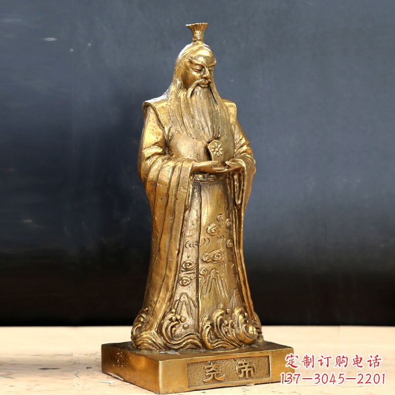 太原中国上古时期部落联盟首领尧帝铸铜雕像